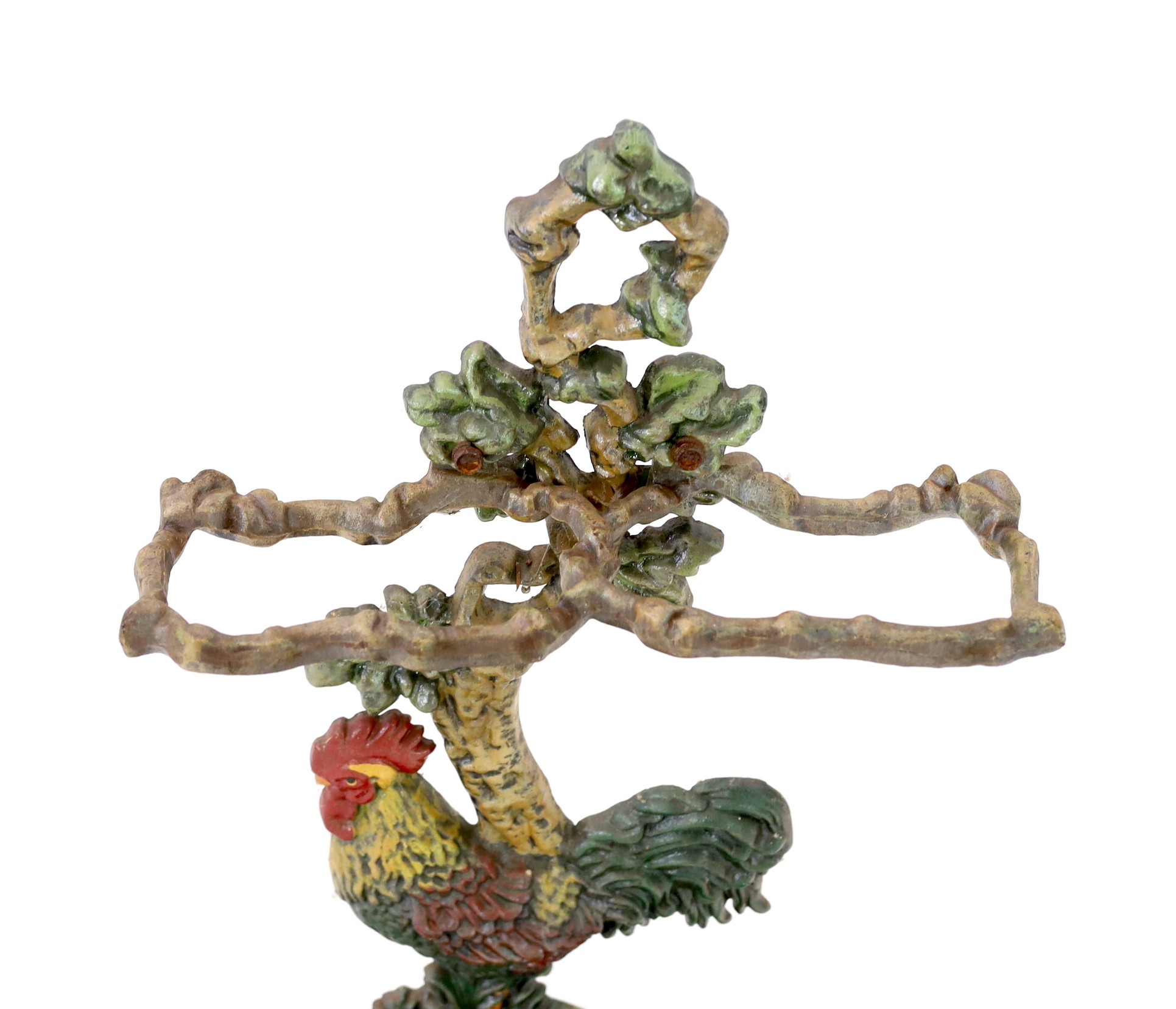 An early 20th century cast iron ‘cockerel’ stick stand, 67cm